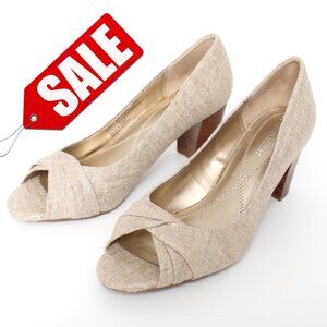 Naturalizer Zorah Metallic Beige Peep Toe Heels Sz 7.5